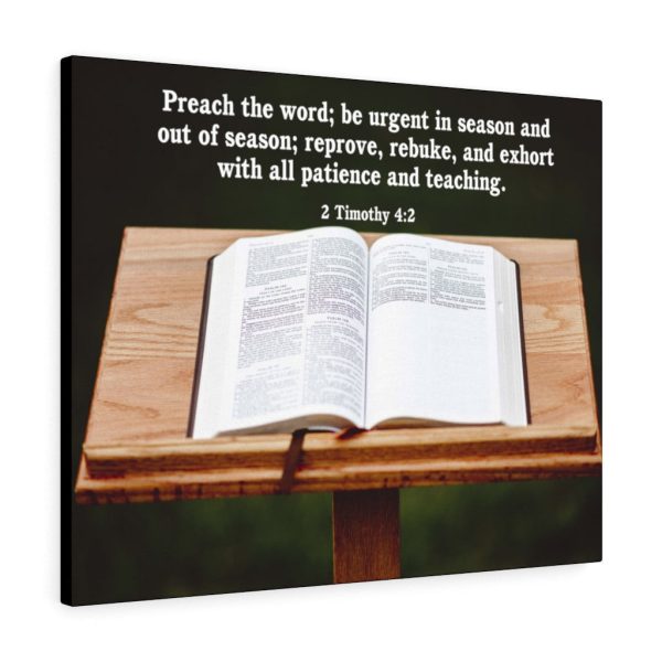 Bible Verse Canvas Preach the Word 2 Timothy 4:2 Christian Scripture Art