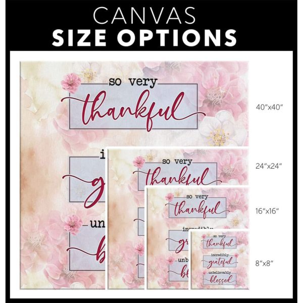 Thankful Grateful Blessed Floral Canvas Print, Christian Canvas Gallery Painting Wrapped Canvas Square Canvas Frames - Image 4