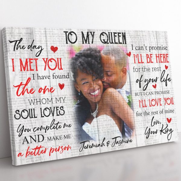 Personalized Name Photo Wall Art Gift For Black Queen, The Day I Met You Wall Art, Love You For The Rest Of Mine Wall Art For Wife Framed Prints, Canvas Paintings