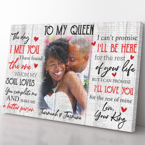 Personalized Name Photo Wall Art Gift For Black Queen, The Day I Met You Wall Art, Love You For The Rest Of Mine Wall Art For Wife Framed Prints, Canvas Paintings - Image 2