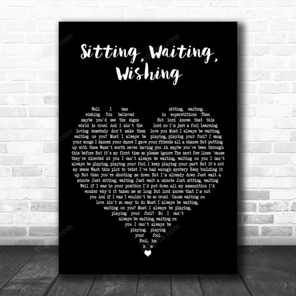 Jack Johnson Sitting, Waiting, Wishing Black Heart Decorative Art Gift Song Lyric Print - Canvas Print Wall Art Home Decor