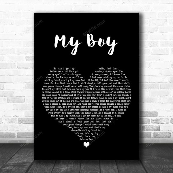 Elvie Shane My Boy Black Heart Decorative Art Gift Song Lyric Print - Canvas Print Wall Art Home Decor