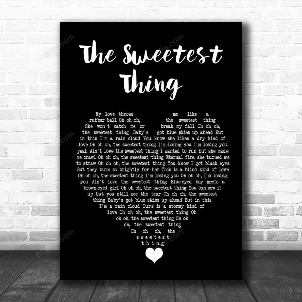 U2 The Sweetest Thing Black Heart Song Lyric Art Music Print - Canvas Print Wall Art Home Decor