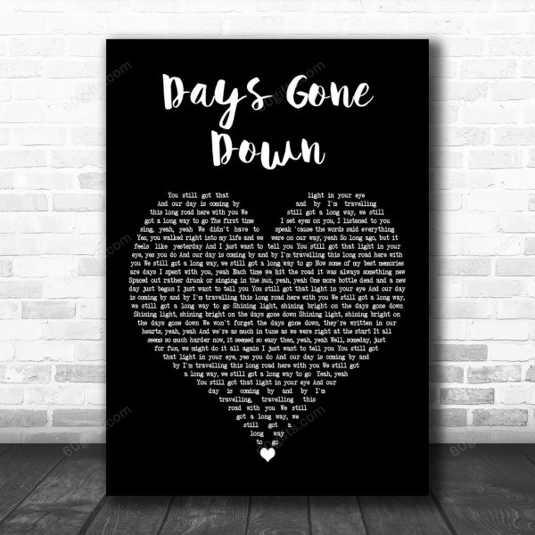 Gerry Rafferty Days Gone Down Black Heart Decorative Art Gift Song Lyric Print - Canvas Print Wall Art Home Decor