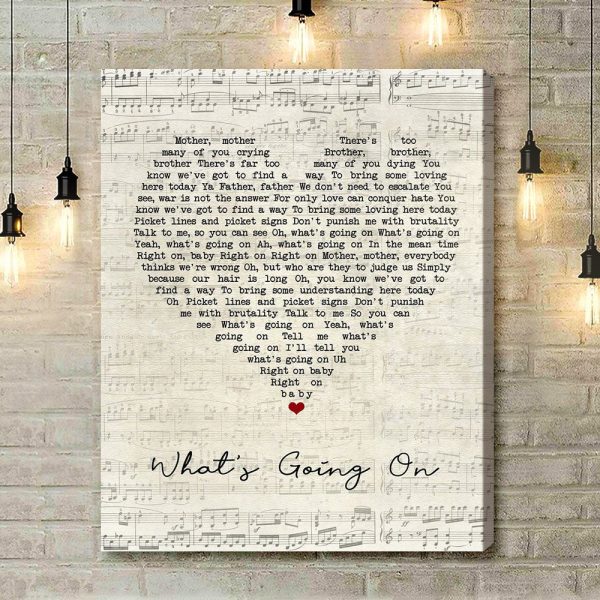 Marvin Gaye What's Going On Script Heart Song Lyric Art Print - Canvas Print Wall Art Home Decor