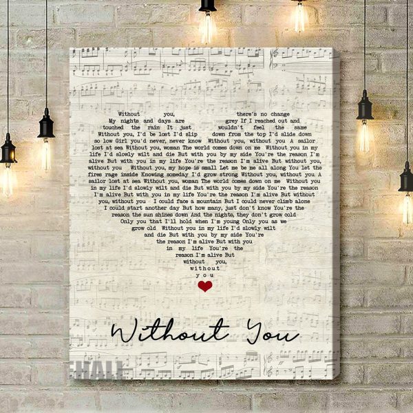 Motley Crue Without You Script Heart Song Lyric Art Print - Canvas Print Wall Art Home Decor