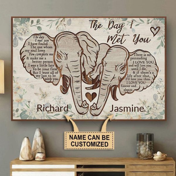 here Gifts Personalized Elephant The Day I Met You Canvas Home Decor - Image 2