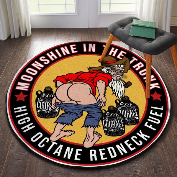 Moonshine In The Trunk Hot Rod Round Mat Round Floor Mat Room Rugs Carpet Outdoor Rug Washable Rugs