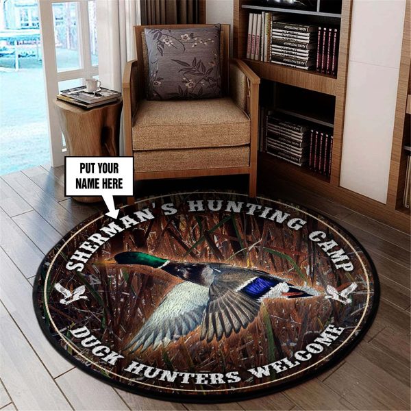 Personalized Duck Hunting Round Rug, Carpet 08216 - Image 2