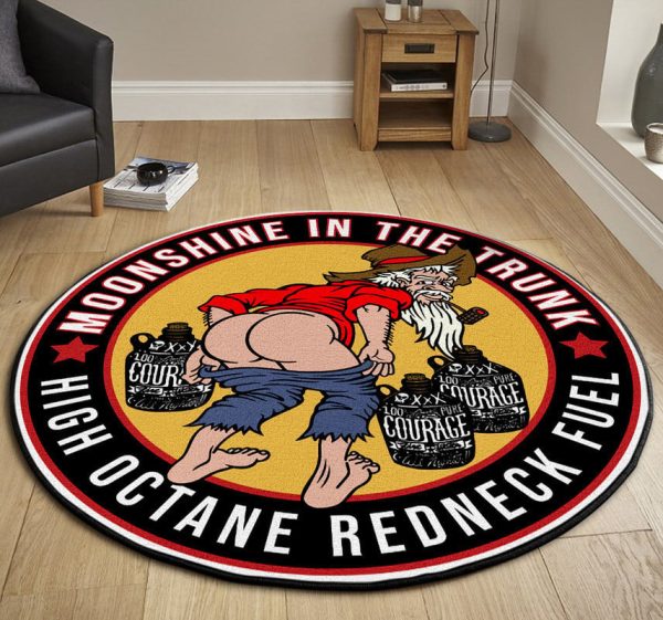 Moonshine In The Trunk Hot Rod Round Mat Round Floor Mat Room Rugs Carpet Outdoor Rug Washable Rugs - Image 3