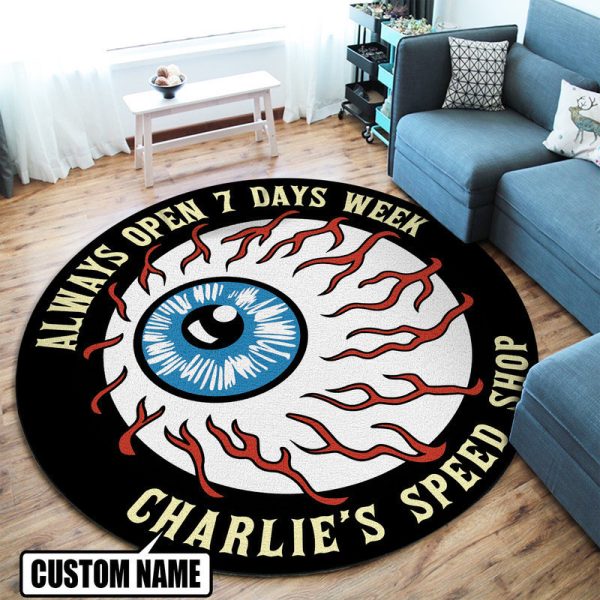 Personalized Hot Rod Eyes Round Mat Round Floor Mat Room Rugs Carpet Outdoor Rug Washable Rugs - Image 3