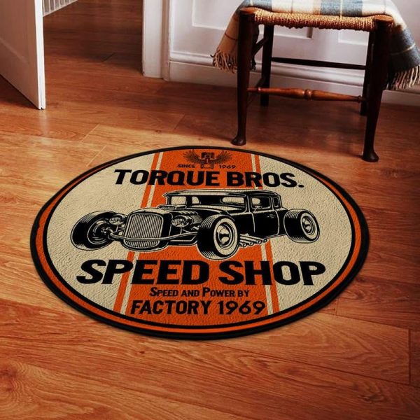 Torque Brothers Speed Shop Round Mat Round Floor Mat Room Rugs Carpet Outdoor Rug Washable Rugs - Image 2