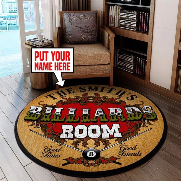 Personalized Pool Hall Living Room Round Mat Circle Rug - Image 2