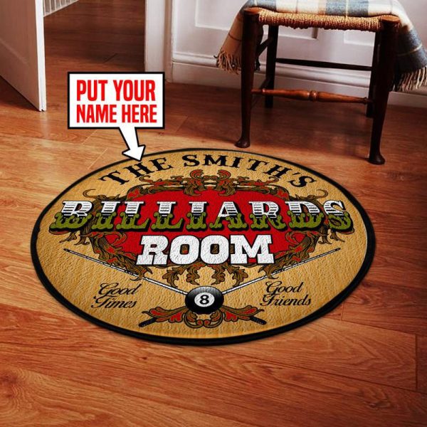 Personalized Pool Hall Living Room Round Mat Circle Rug - Image 4