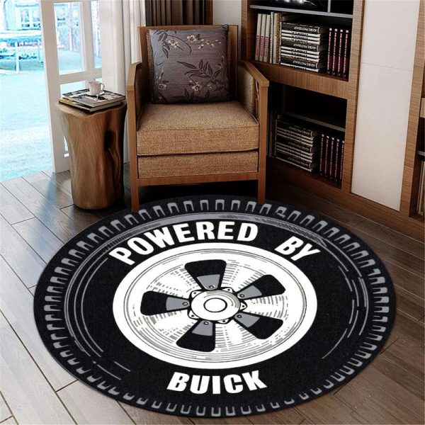 Power By Buick Wheel Vintage Hot Rat Rod Drag Racing Round Mat Round Floor Mat Room Rugs Carpet Outdoor Rug Washable Rugs - Image 3