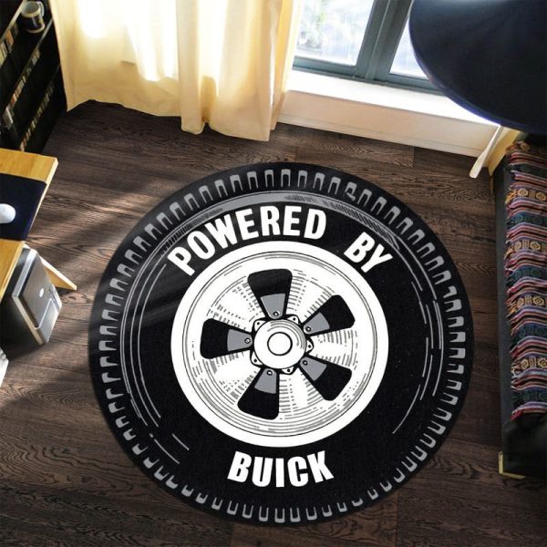 Power By Buick Wheel Vintage Hot Rat Rod Drag Racing Round Mat Round Floor Mat Room Rugs Carpet Outdoor Rug Washable Rugs - Image 2