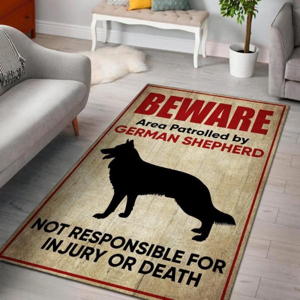 Beware Are Patrolled By German Sherpherd Not Responsible For Injury Or Death Area Rug Carpet - Image 2