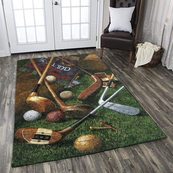 Messy Golf Stuff Vintage Rectangle Rug Carpet Washable Rugs