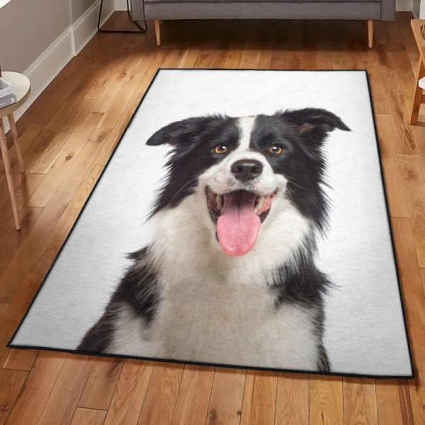 Border Collie Bedroom Rugs Border Collie Rug Rectangle Rugs Washable Area Rug Non-Slip Carpet For Living Room Bedroom