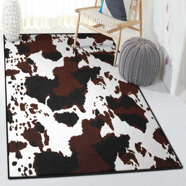 Cool Rugs Cowhide Rug Rectangle Rugs Washable Area Rug Non-Slip Carpet For Living Room Bedroom