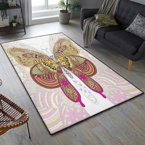 Butterfly Cool Rugs Beautiful Butterfly Duvet Cover Rug Rectangle Rugs Washable Area Rug Non-Slip Carpet For Living Room Bedroom