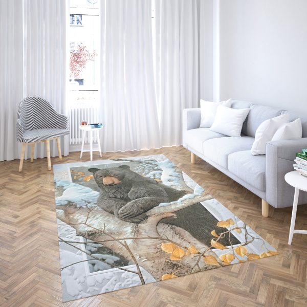 Grizzly Bear Carpets Black Bear Rug Rectangle Rugs Washable Area Rug Non-Slip Carpet For Living Room Bedroom - Image 2