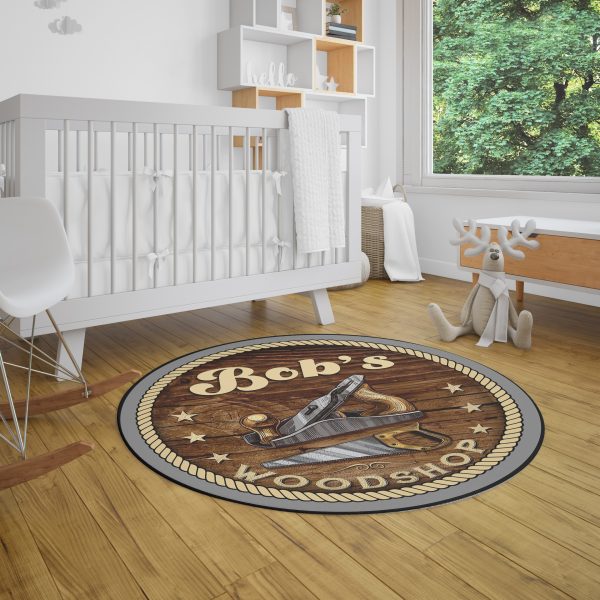 Personalized Woodshop Round Mat Round Floor Mat Room Rugs Carpet Outdoor Rug Washable Rugs