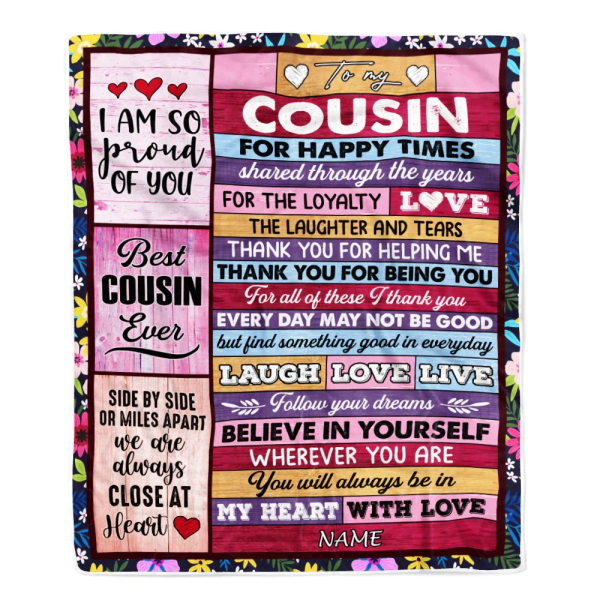 Personalized To My Cousin Blanket Wood Believe In Your Self Thank You