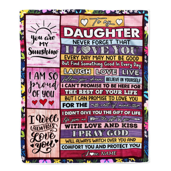 Personalized To My Daughter Blanket From Mom Dad Wood You Are My Sunsh