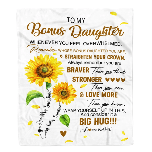 Personalized To My Bonus Daughter Blanket From Mom Whenever You Fell O