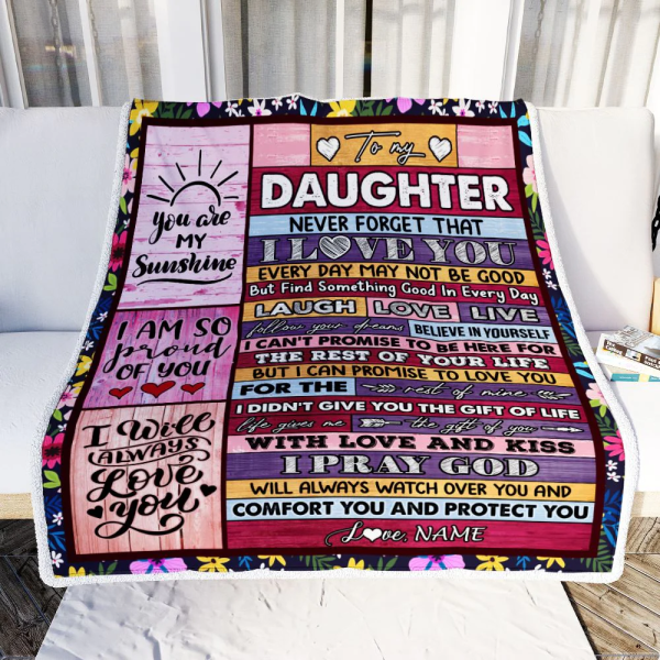 Personalized To My Daughter Blanket From Mom Dad Wood You Are My Sunsh - Image 3