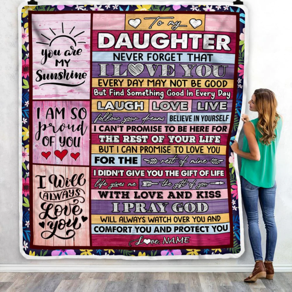 Personalized To My Daughter Blanket From Mom Dad Wood You Are My Sunsh - Image 5