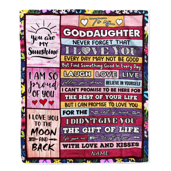 Personalized to My Goddaughter Blanket from Godmother Godfather Wood L