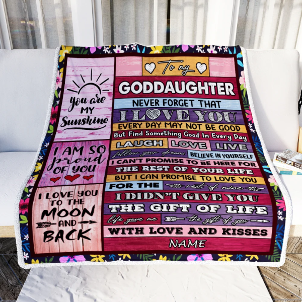 Personalized to My Goddaughter Blanket from Godmother Godfather Wood L - Image 2