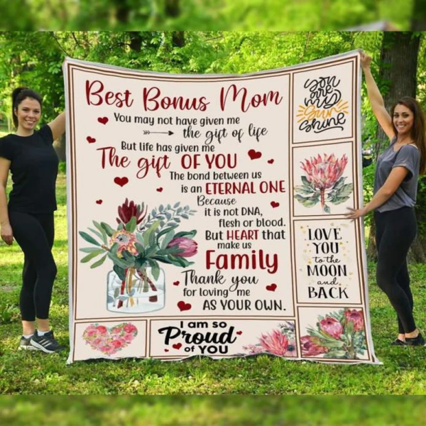 Best Bonus Mom blanket Step Mom blanket Personalized Fleece Sherpa Bla - Image 2