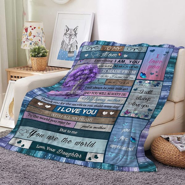 To My Mom Blanket Gift from Daughter I Love You Mom Inspirational Lett - Image 2