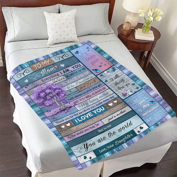 To My Mom Blanket Gift from Daughter I Love You Mom Inspirational Lett - Image 3