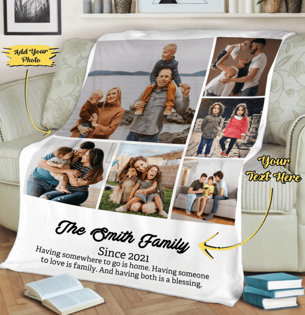 Personalized Family Blanket Photo Blanket Collage Customized Blanket B