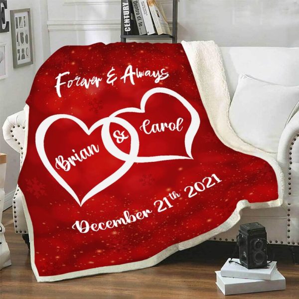 Customized Two Heart Couples Blanket, Couples Fleece Blanket Gift For - Image 6