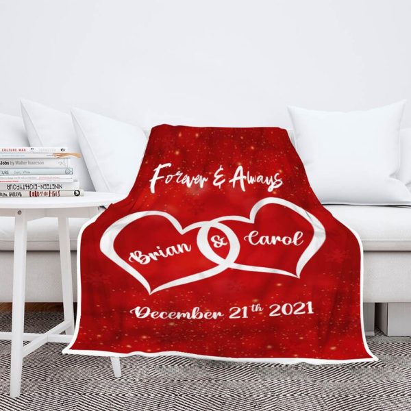 Customized Two Heart Couples Blanket, Couples Fleece Blanket Gift For - Image 8