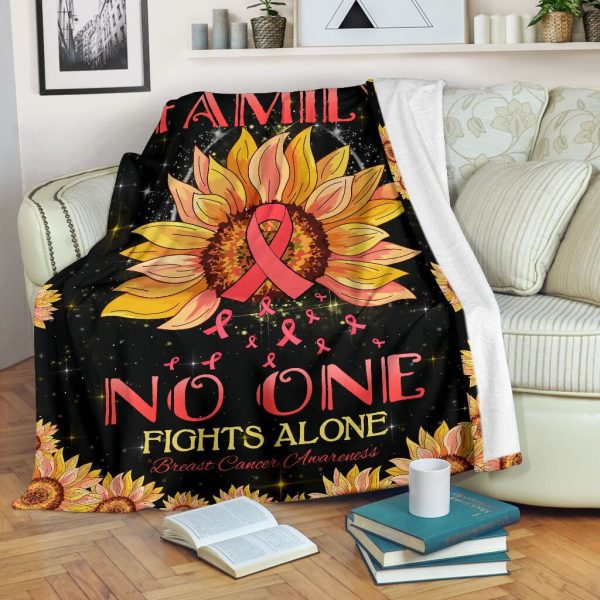 Ribbon Awareness No One Fights Alone Fleece Blanket Gift For Women Fle