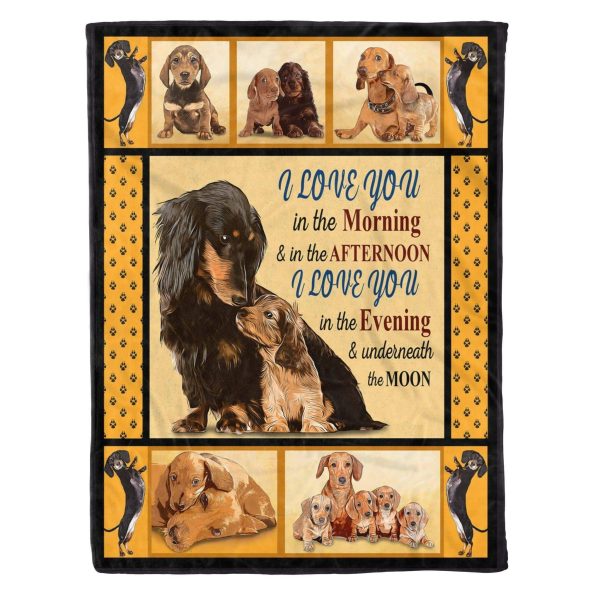 Love You Underneath The Moon Dachshund Fleece Blanket Gift For Dog Lov - Image 2