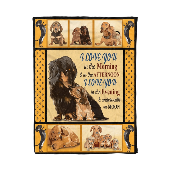 Love You Underneath The Moon Dachshund Fleece Blanket Gift For Dog Lov - Image 4