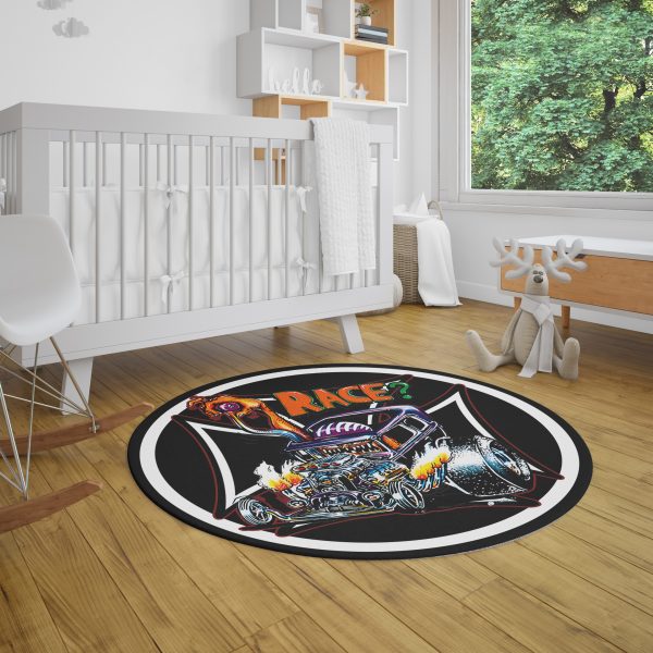 Rat Fink Hot Rod Garage Round Mat Round Floor Mat Room Rugs Carpet Outdoor Rug Washable Rugs