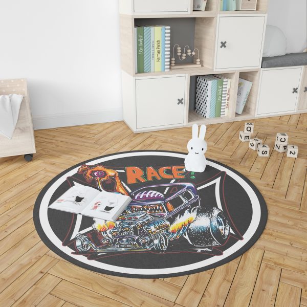 Rat Fink Hot Rod Garage Round Mat Round Floor Mat Room Rugs Carpet Outdoor Rug Washable Rugs - Image 3