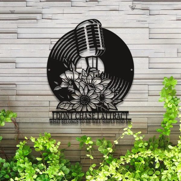 Custom Floral Micro Vinyl Records Metal Wall Art Led Lights, Personali - Image 4