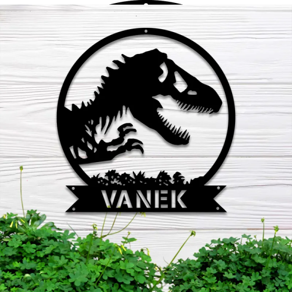 Custom Name Dinosaur Metal Wall Art With Led Lights, Personalized Dino - Image 4