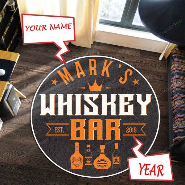 Personalized Whiskey Bar Living Room Round Mat Circle Rug - Image 3