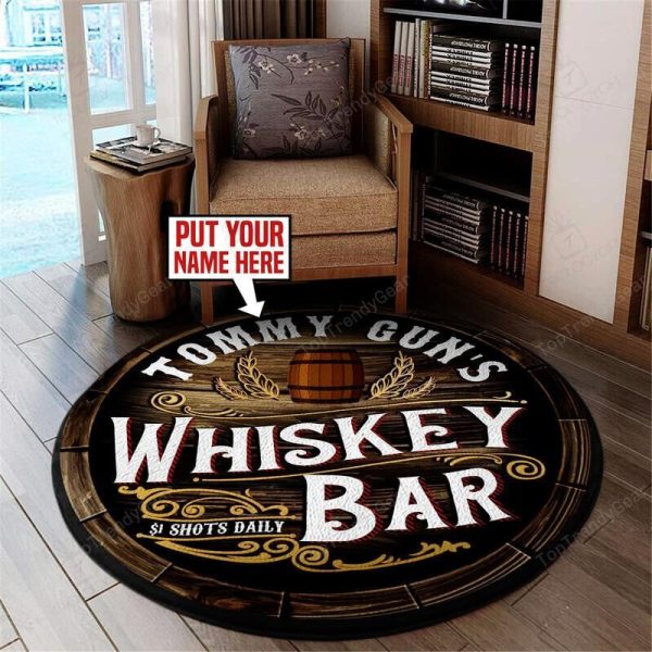 Personalized Whiskey Bar Living Room Round Mat Circle Rug - Image 4