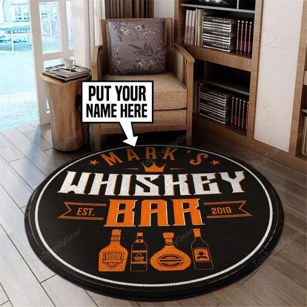 Personalized Whiskey Bar Living Room Round Mat Circle Rug - Image 6